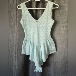 Vintage Lingerie Teddy Bodysuit Mint Green Lace Size Medium
